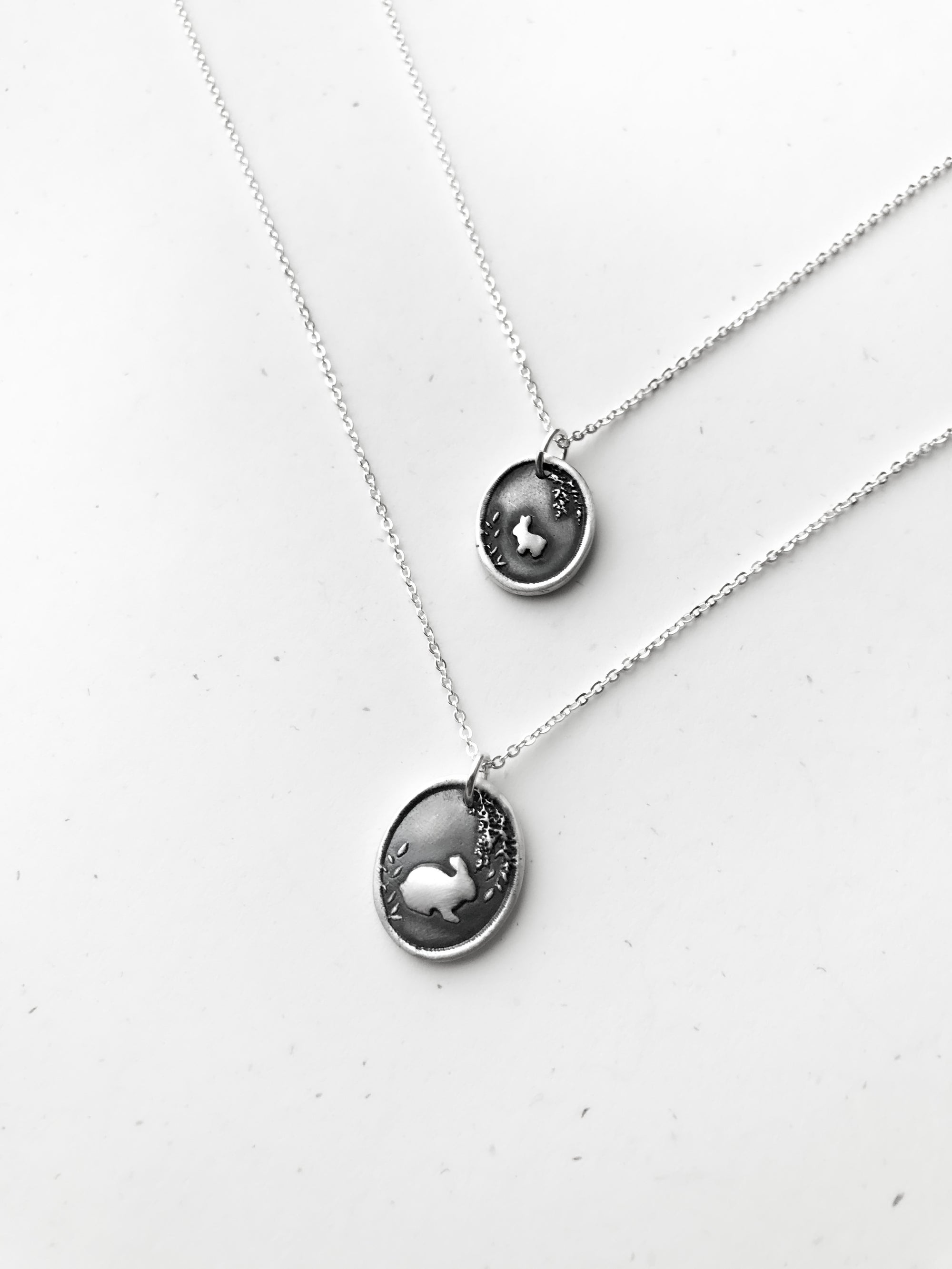 Mama Bunny and Baby Bunny Necklace Set