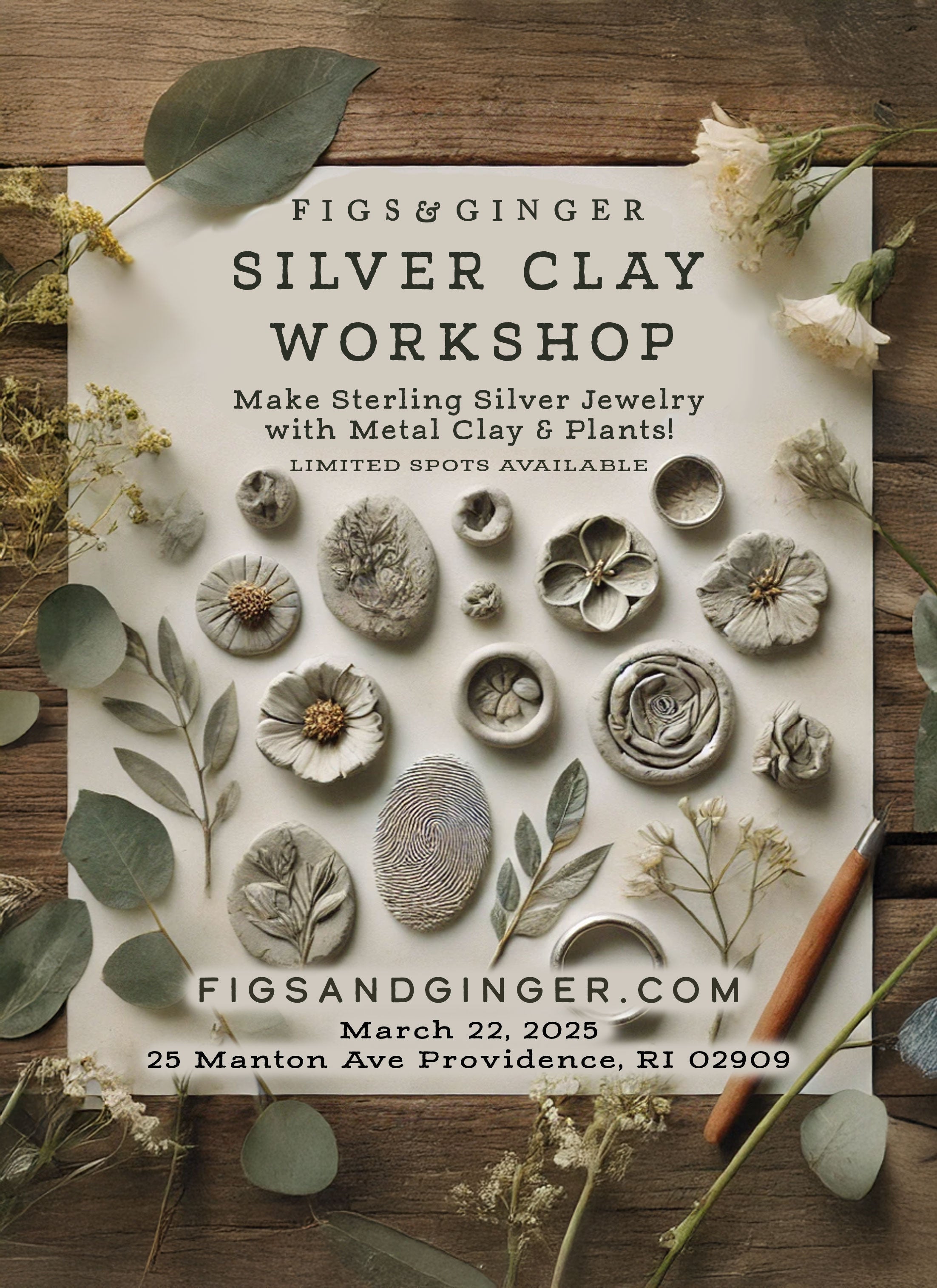 Silver Clay Workshop: Make Botanical Jewelry in Providence, RI