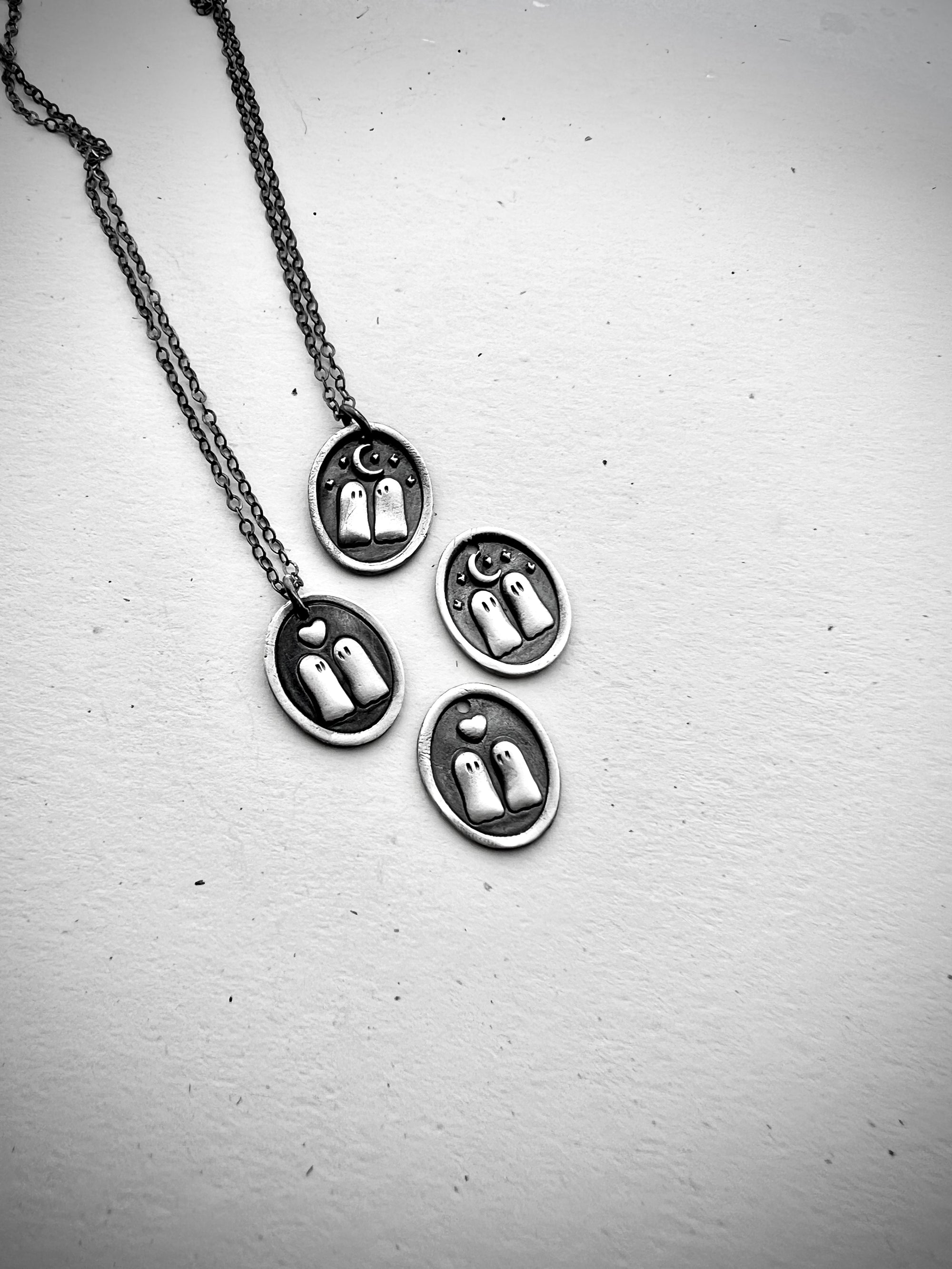 Two Ghost Charm Necklace