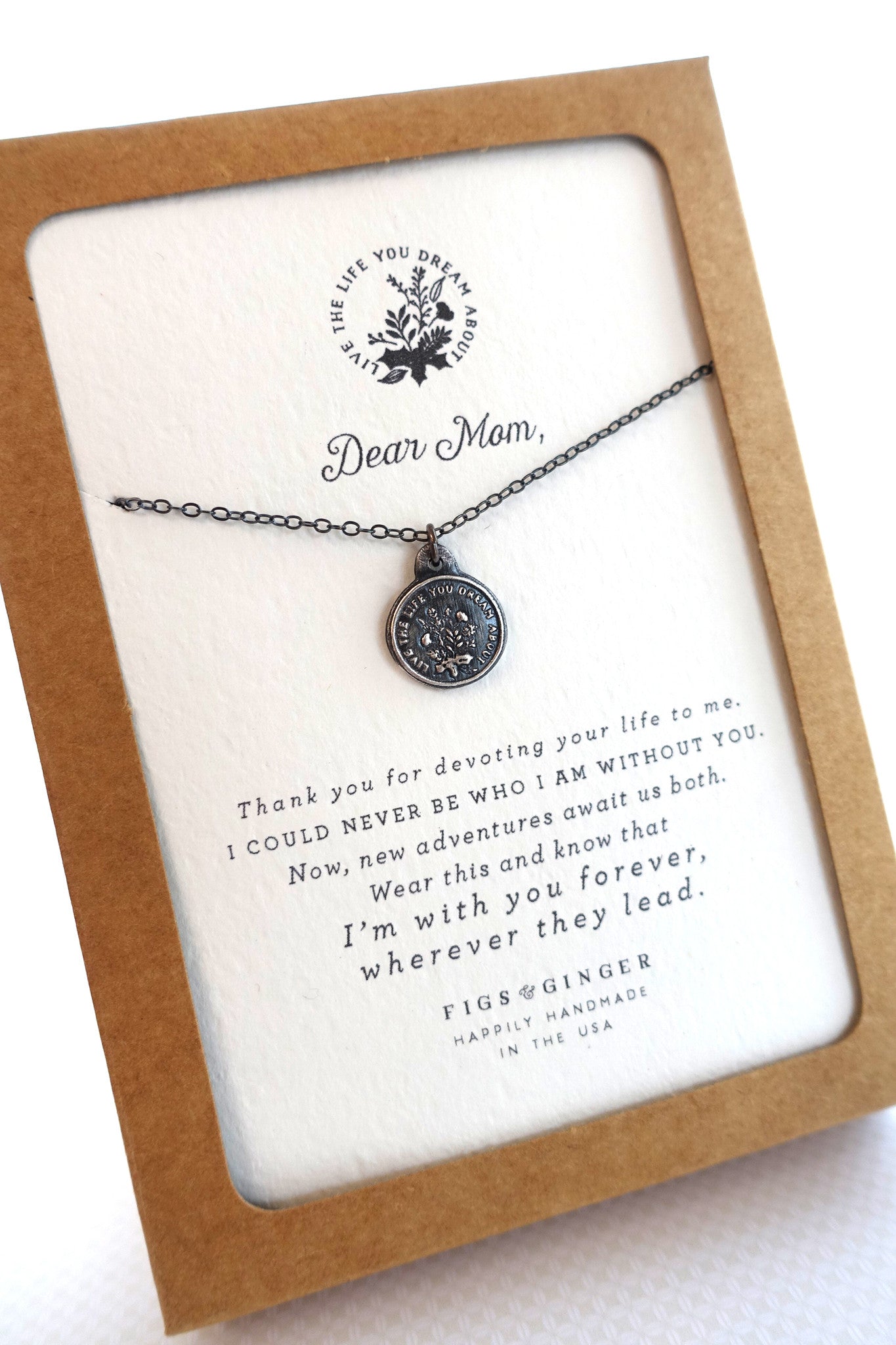 Dear Mom: Live the Life you Dream Necklace