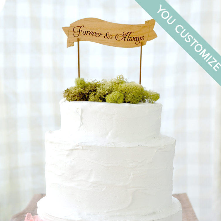 Personalised Wooden Banner Wedding Cake Topper