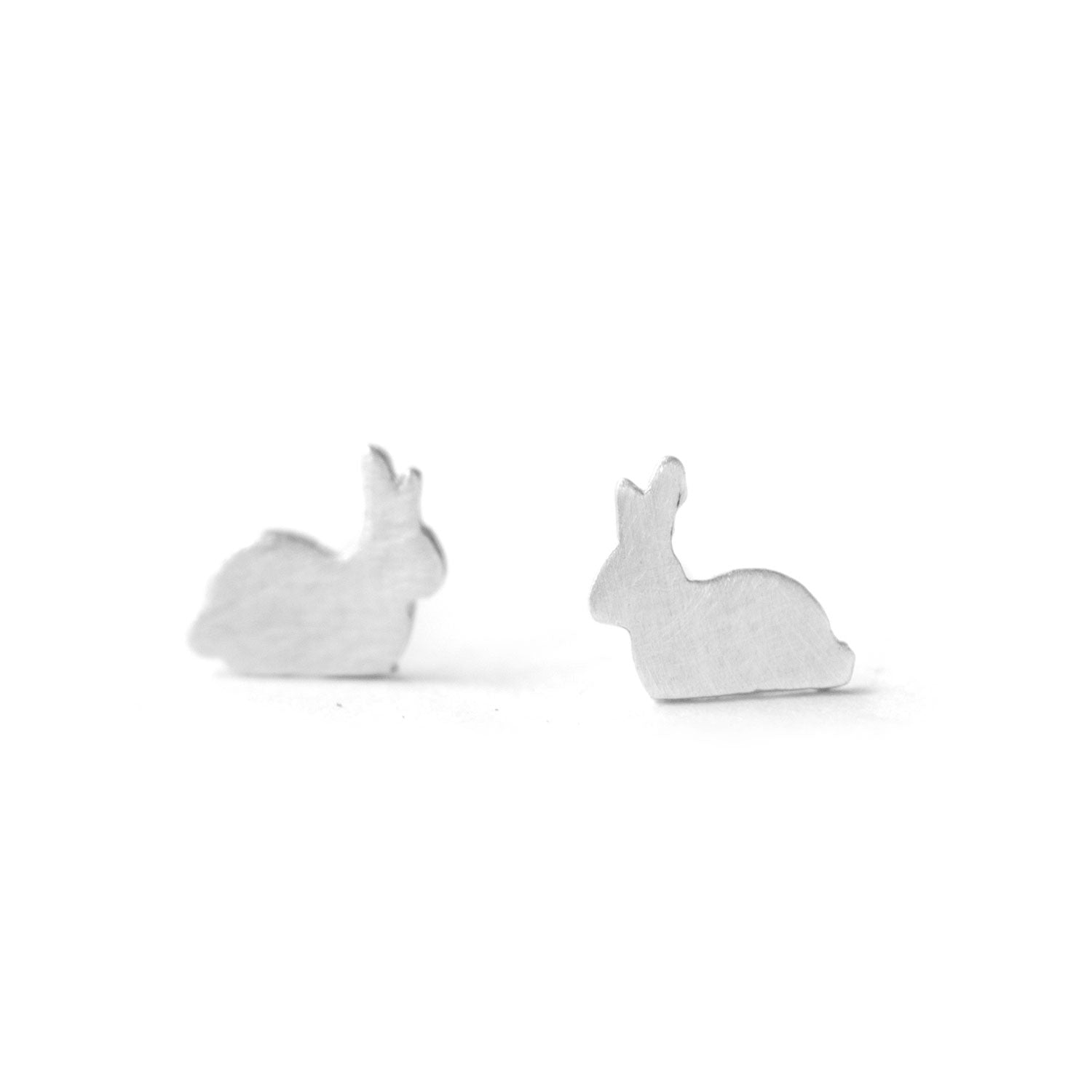 Rabbit 2024 Earrings, Handmade Rabbit Studs, Silver Hare Earrings